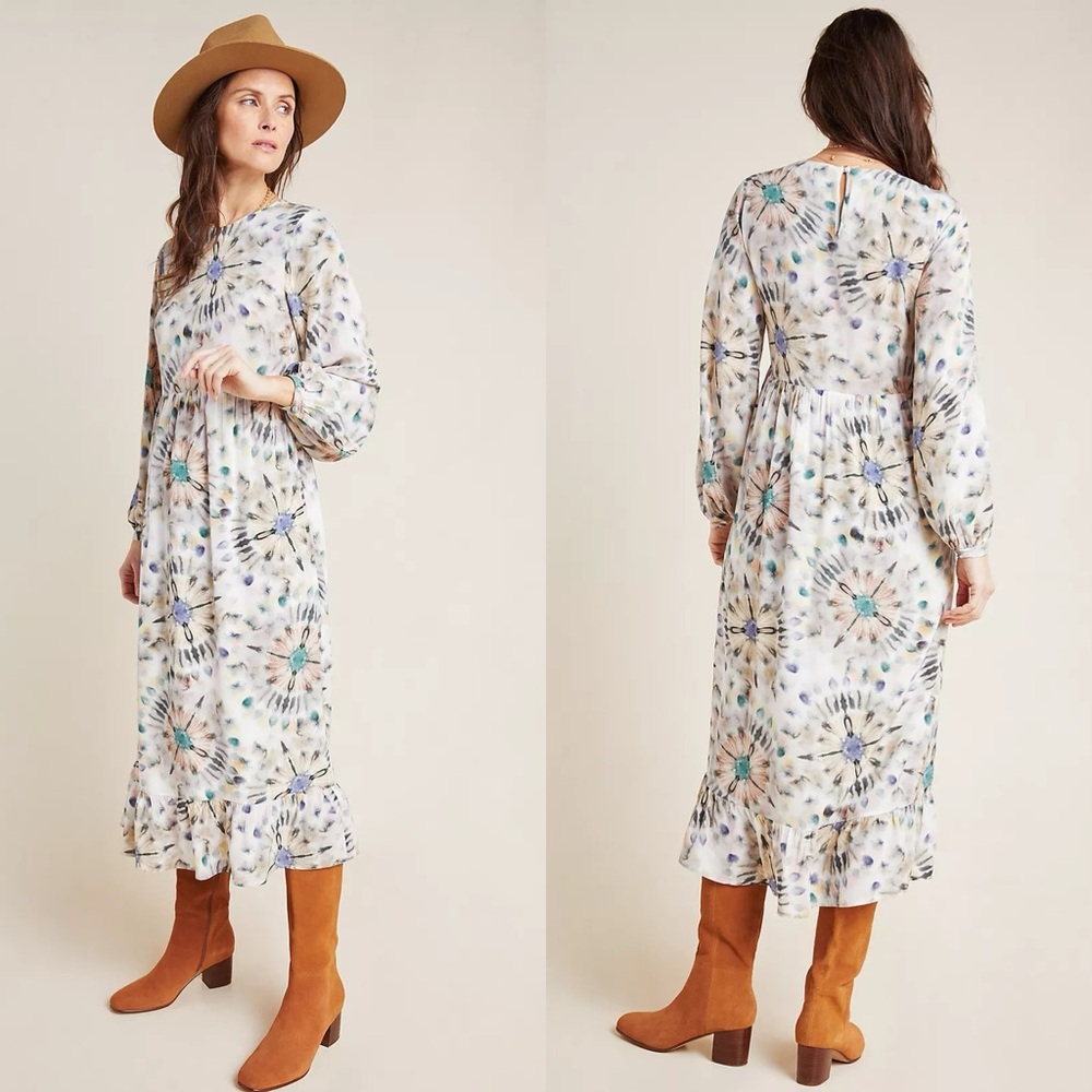 NWT Kachel x Anthropologie Chiara Watercolor Midi Dress 6